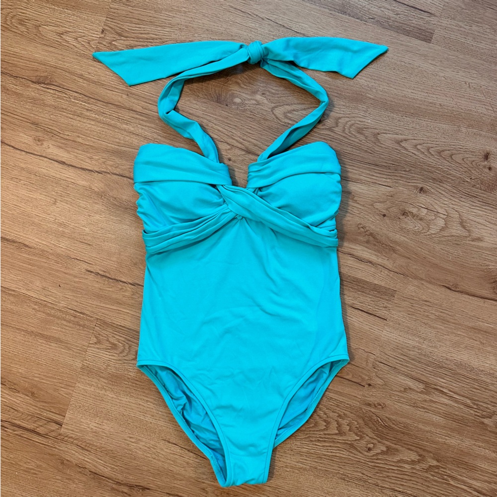 Seafolly Halter Bandeau Turquoise One Piece Swimsuit Size 4